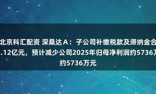 北京科汇配资 深桑达Ａ：子公司补缴税款及滞纳金合计1.12亿元，预计减少公司2025年归母净利润约5736万元